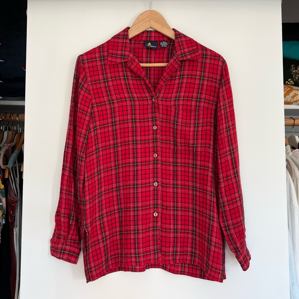 Vintage Lizsport Plaid Button Down - Picture 7 of 8